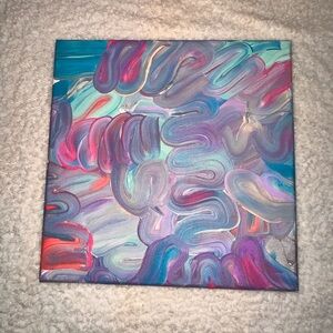 Abstract Swirl Canvas Art in Purple, Teal, Pink